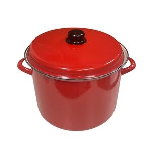 Red Enamel Stock Pot with Lid 
Stock Pot, Enameled Steel Cerise 11 Litre